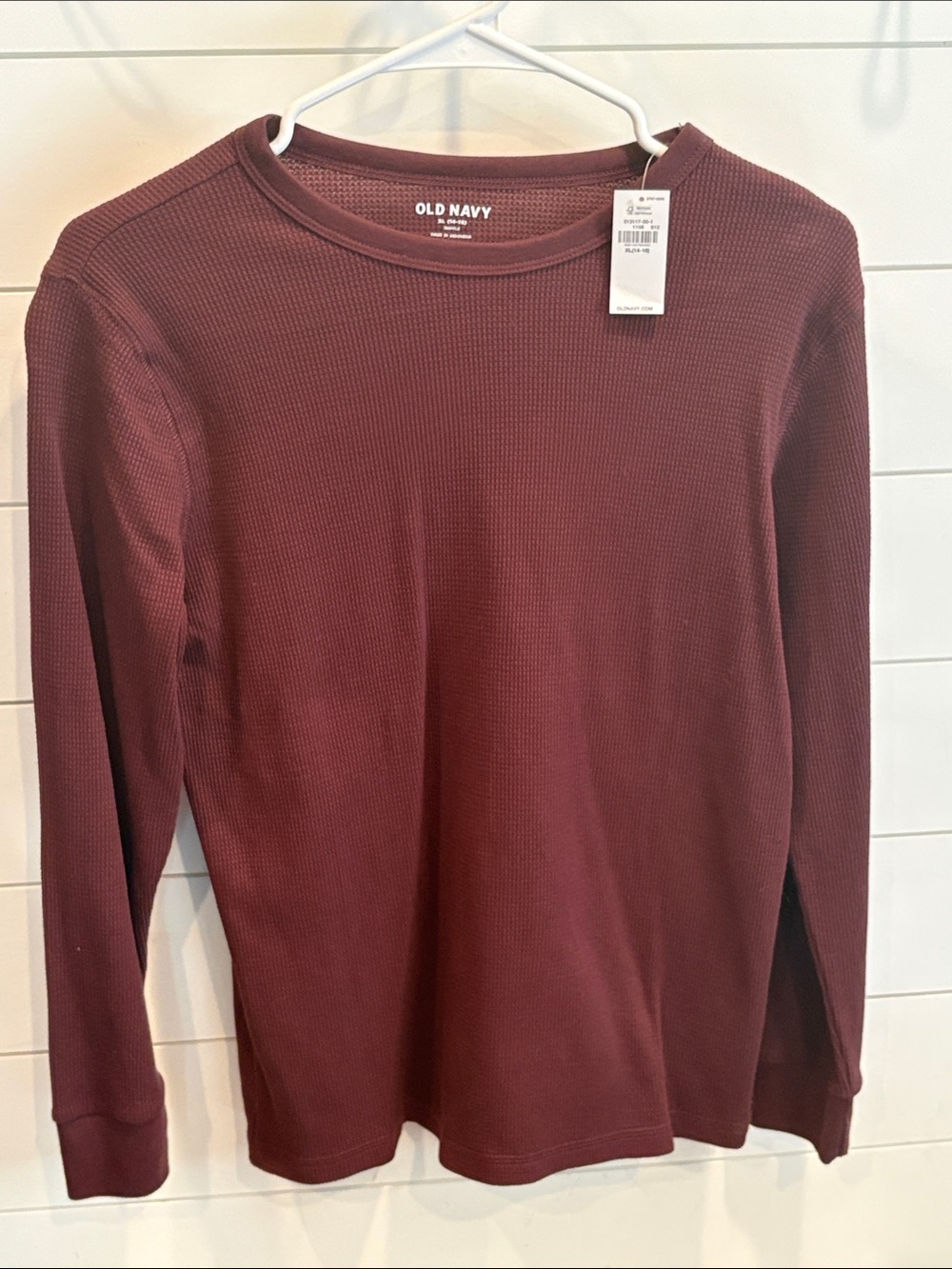 Old Navy Long-Sleeve Waffle Tee - Burgundy
